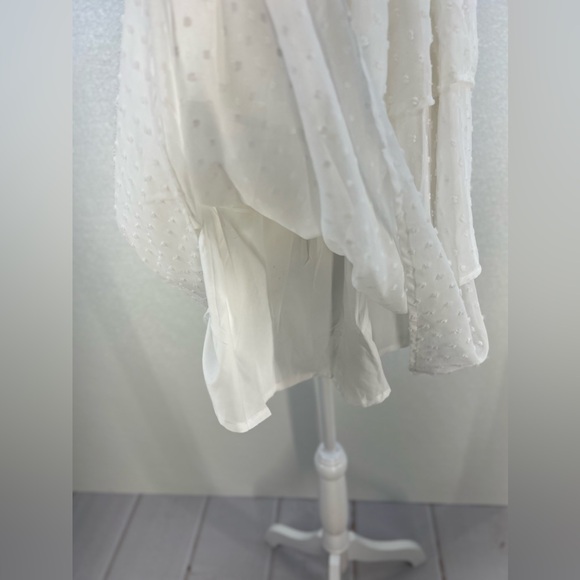 Square Neck Puff Sleeves Ruffle Midi Dress Boho Swiss Dot Tie Back Smocked Dress - Picture 17 of 17